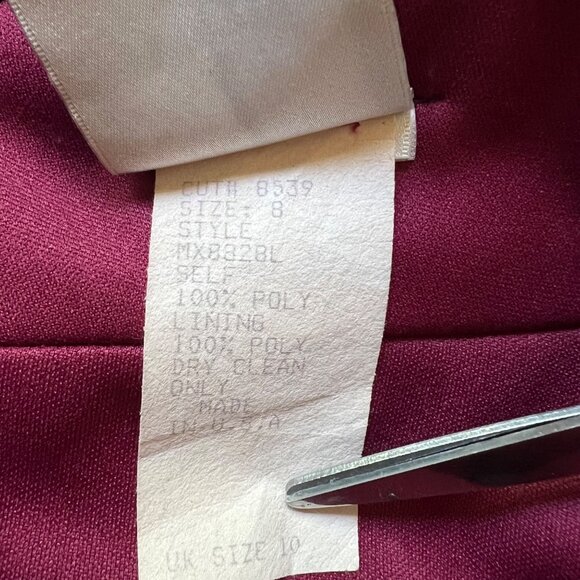 Vintage Tadashi Size M Burgundy Ruched Strapless Evening Long Mermaid Gown Dress - Picture 12 of 16